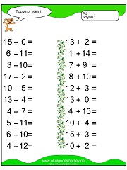 Toplama işlemi yaprak test